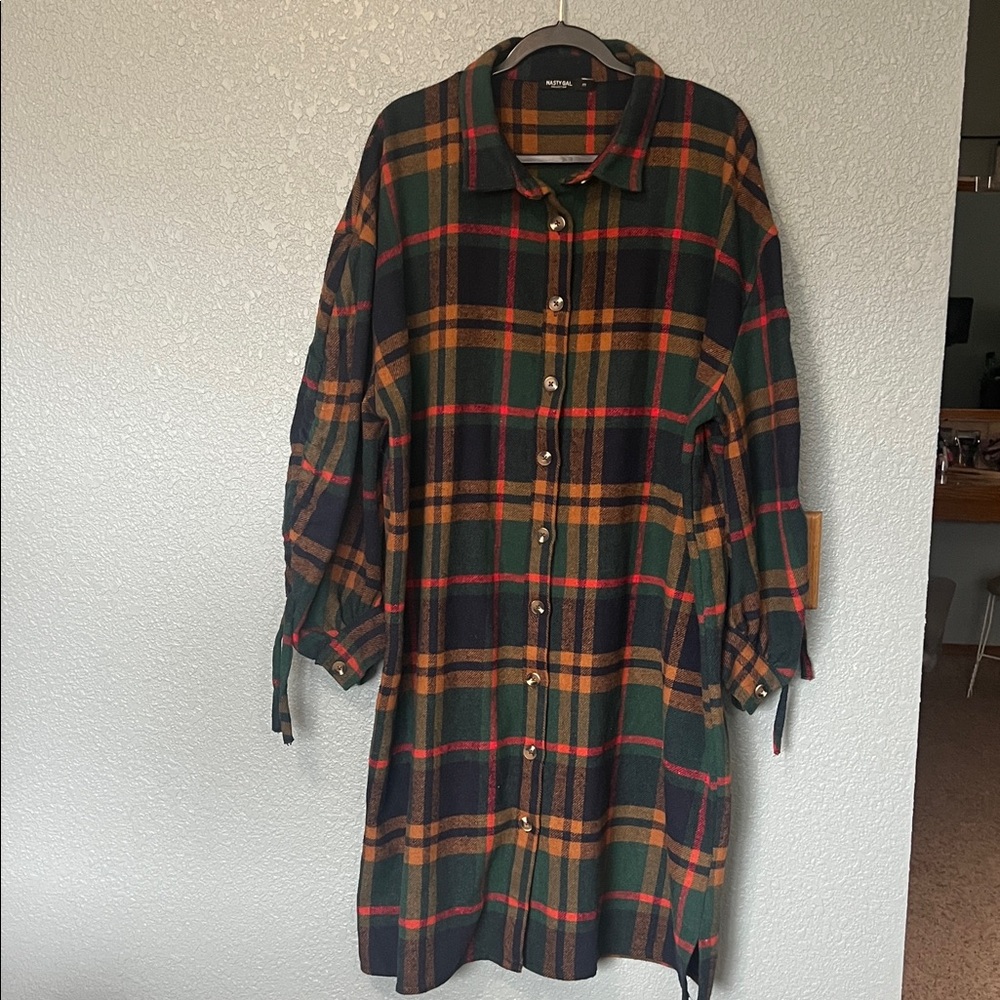Nasty Gal‎ Plaid Flannel Oversized Shirt Dress Size Medium